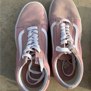 Vans Pink Low-Top Canvas Sneakers with White Stripe